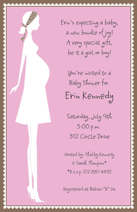 Silhouette Expecting Mom Green Invitations