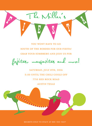 Chalkboard Fun Fiesta Party Invitations