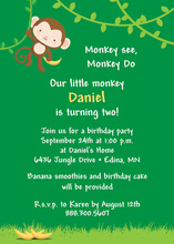 Blue Sock Monkey Party Invitations