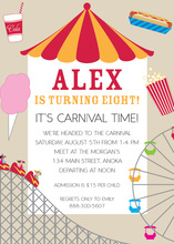 Red Striped Circus Chalkboard Birthday Invitations