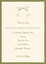 Toasting Olive And Martini Glasses Ecru Invitations