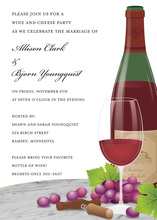 Watercolor Wine Mint Chevron Invitations