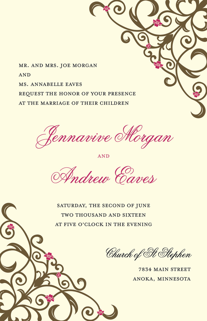 Detailed Brown Floral Filigree Invitations
