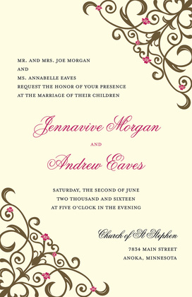 Brown Floral Filigree Enclosure Cards