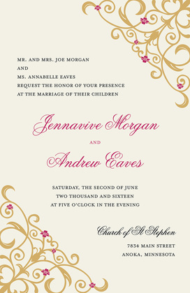 Detailed Brown Floral Filigree Invitations