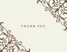 Brown Floral Filigree Thank You Cards