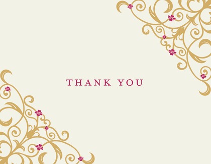 Brown Floral Filigree Thank You Cards