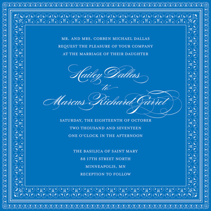 Layered Blue Vintage Borders Invitation