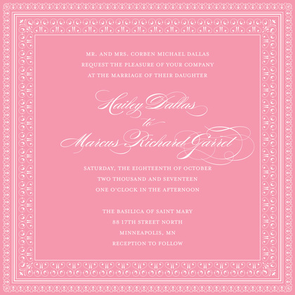 Layered Pink Vintage Borders RSVP Cards