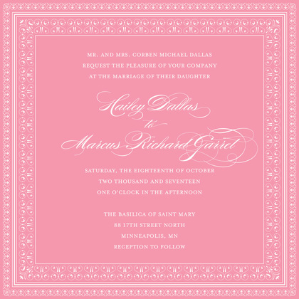 Layered Pink Vintage Borders Invitation