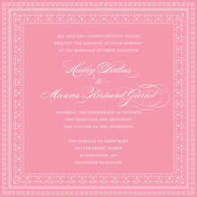 Pink Trimmed Damask Border Invitations