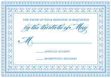 Blue Border Leafy Flourish RSVP Cards