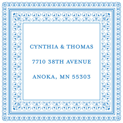 Layered Blue Vintage Borders Thank You Cards