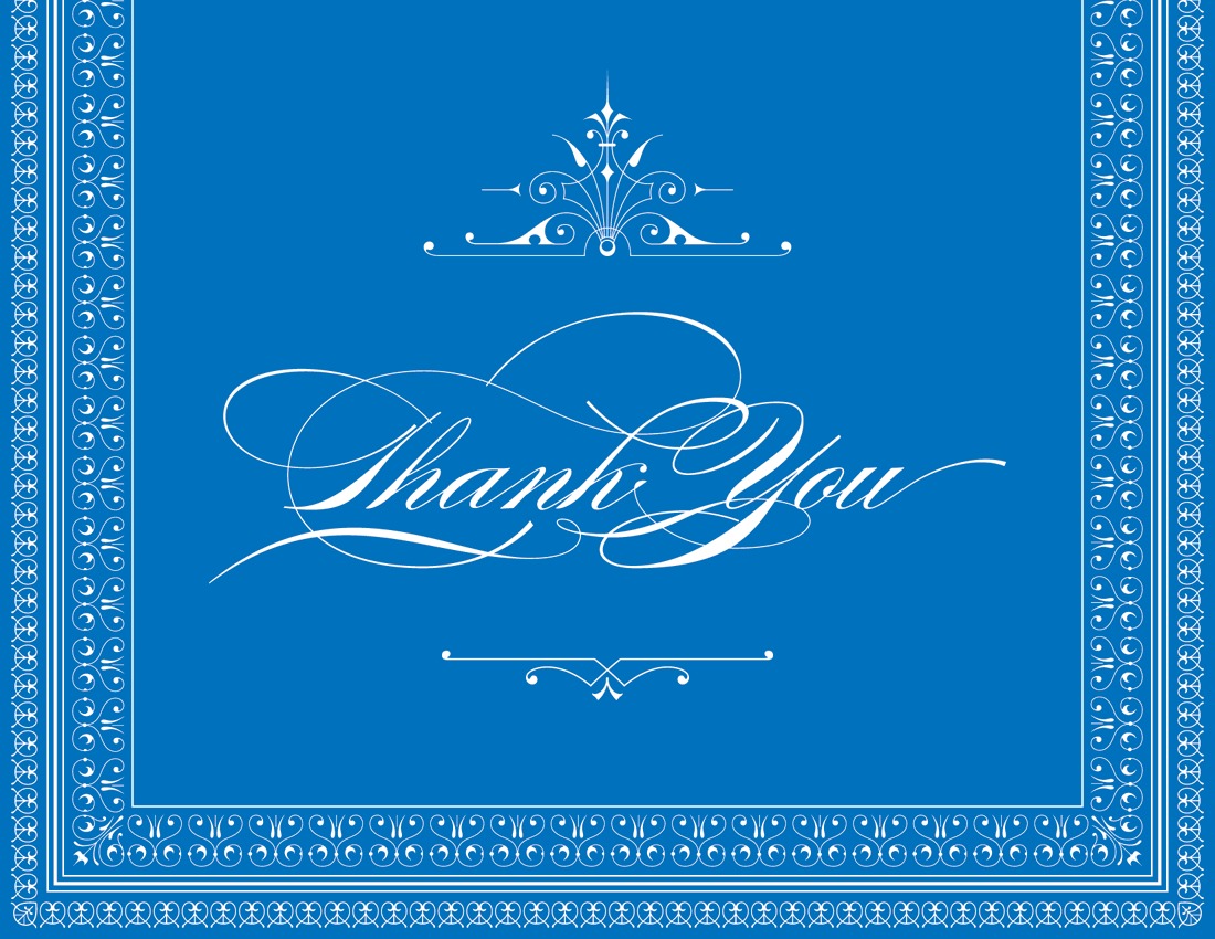 Layered Blue Vintage Borders Thank You Cards