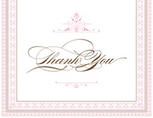 Teal Floral Scroll Thank You Cards