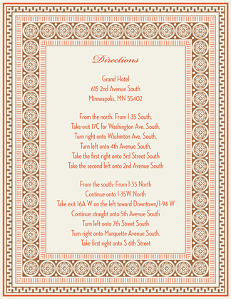 Tango Tangerine Greek Key Frame Invitation