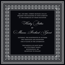 Grey Black Classic Lotus Borders Invitation