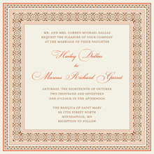 Tango Tangerine Greek Key Frame Invitation
