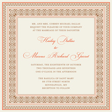 Tango Tangerine Greek Key Frame Invitation