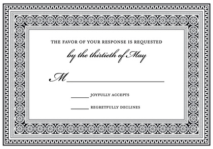 Black Greek Key Frame Invitation