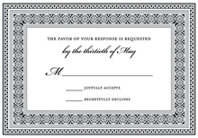 Black Deco Tile Borders RSVP Cards