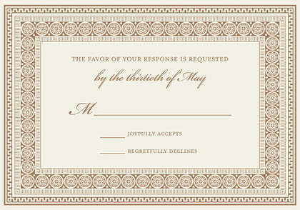 Formal Brown Greek Key Frame Invitations