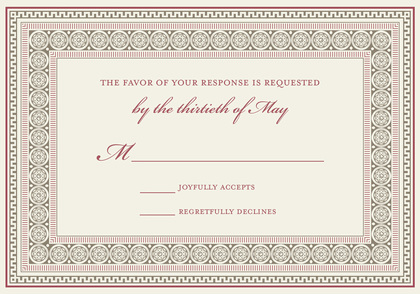 Formal Wine Greek Key Frame Invitations