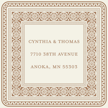 Brown Greek Key Frame RSVP Cards