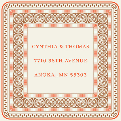 Tango Tangerine Greek Key Frame Enclosure Cards