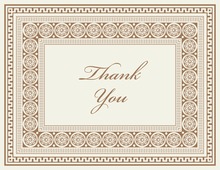 Brown Greek Key Frame Thank You Cards