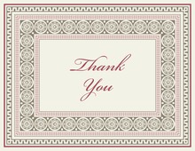 Light Grey Damask Pink Frame Thank You Cards