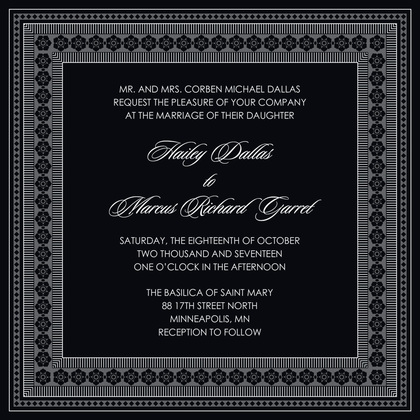 Tango Tangerine Lotus Borders Invitation