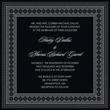 Grey Black Classic Lotus Borders Invitation