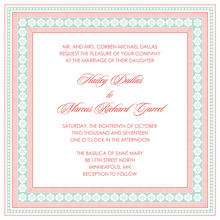 Flamingo And Mint Classic Lotus Borders Invitation