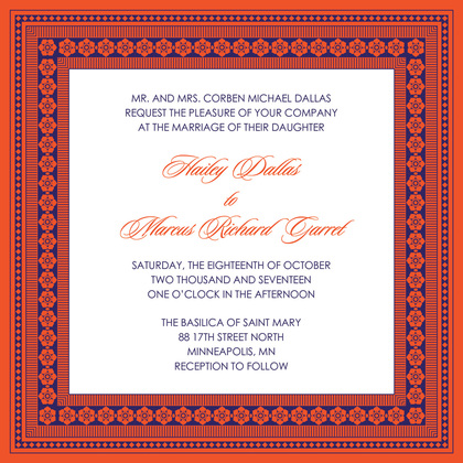 Grey Black Classic Lotus Borders Invitation