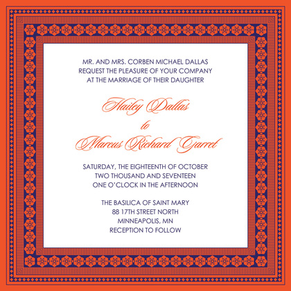 Red Lantern Classic Lotus Borders Invitation