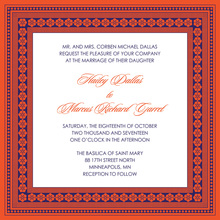 Tango Tangerine Lotus Borders Invitation