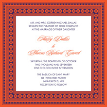 Tango Tangerine Lotus Borders Invitation