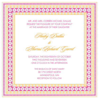 True Blue And Navy Classic Lotus Frame Invitation