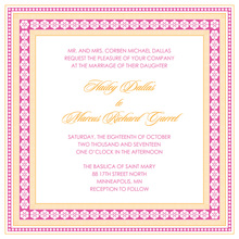 Dark Pink Tangerine Lotus Borders Invitation
