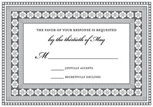 Grey Black Classic Lotus Borders RSVP Cards