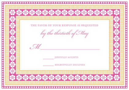 Tango Tangerine Lotus Borders RSVP Cards