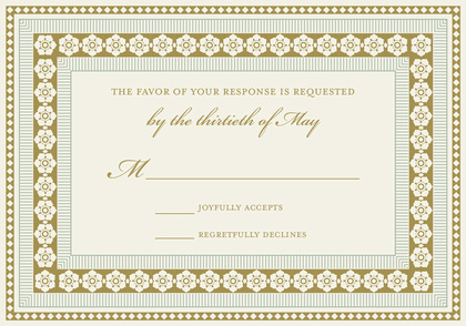 Grey Black Classic Lotus Borders RSVP Cards