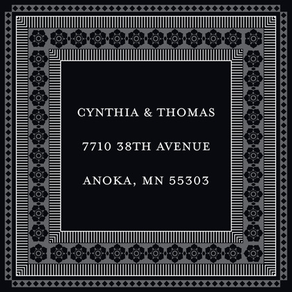 Grey Black Classic Lotus Borders Invitation