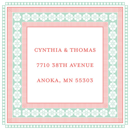 Flamingo And Mint Classic Lotus Borders Invitation