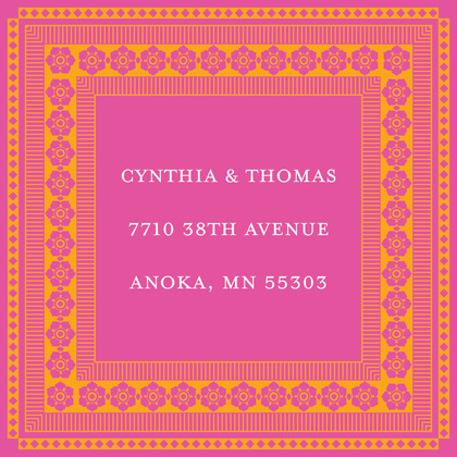 Dark Pink Tangerine Lotus Borders RSVP Cards