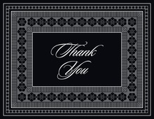 Modern Black Damask Thank You Cards