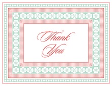 Flamingo Mint Classic Lotus Borders Thank You Cards