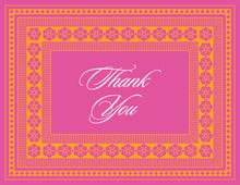 Dark Pink Tangerine Lotus Borders Thank You Cards