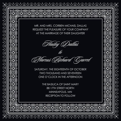 Dark Red And Gold Deco Tile Borders Invitation